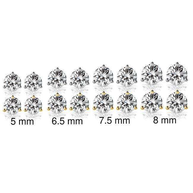 Kobelli Forever One DEF 2 CTW Round Moissanite Stud Earrings in 14K White or Yellow Gold (6.5mm)