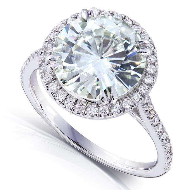 Kobelli Round-cut Moissanite Engagement Ring with Diamond 3 1/3 CTW 14k White Gold (9.5mm)