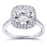 Kobelli Cushion-cut Moissanite Engagement Ring with Diamond 3 CTW 14k White Gold (8.5mm)