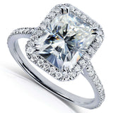 Kobelli Forever One (D-F) Radiant-cut Moissanite & Diamond Engagement Ring 3 Carat (ctw) in 14k White Gold