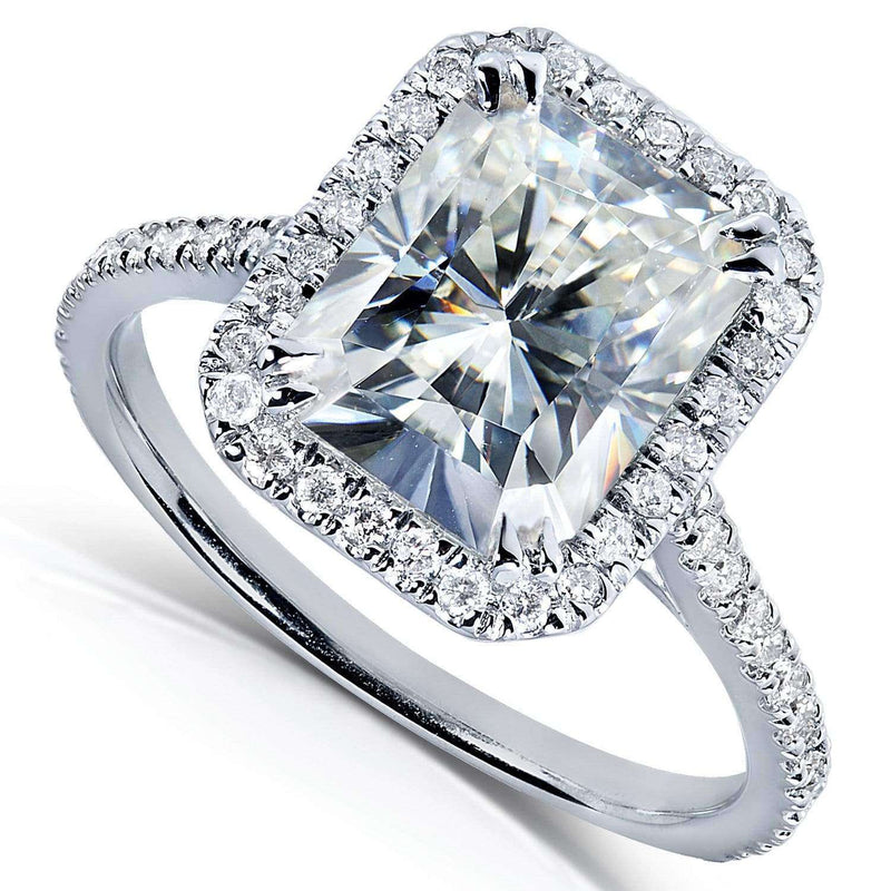 Kobelli Forever One (D-F) Radiant-cut Moissanite & Diamond Engagement Ring 3 Carat (ctw) in 14k White Gold