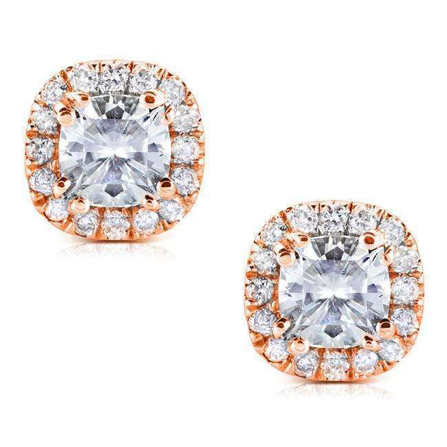 Kobelli Cushion-cut Moissanite and Diamond Earrings 1 1/5 CTW 14k Gold MZ61844_RG