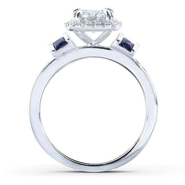 Kobelli Round-cut Moissanite Engagement Ring with Diamond and Sapphire 1 3/5 CTW 14k White Gold