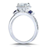 Kobelli Round-cut Moissanite Engagement Ring with Diamond and Sapphire 1 3/5 CTW 14k White Gold