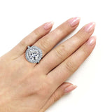 Kobelli Double Halo Round Moissanite and Diamond Engagement Ring 5 7/8 Carat (ctw) in 14k White Gold