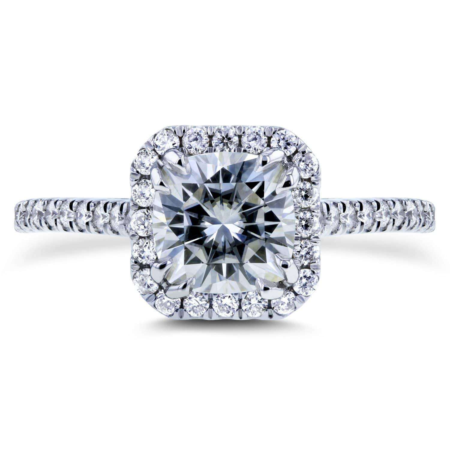 Kobelli Moissanite and Diamond Halo 1 2/5 CTW in 14k White Gold Ring
