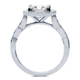 Kobelli Antique Floral Cushion-cut Moissanite Engagement Ring with Diamond 2 CTW 14k White Gold