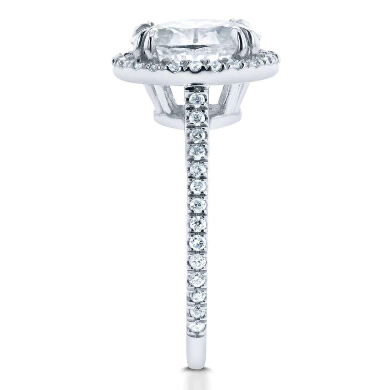 Kobelli Oval Moissanite and Halo Diamond Engagement Ring 1 4/5 CTW in 14k White Gold