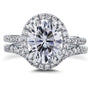 Kobelli Oval Moissanite and Halo Diamond Bridal Set 3 3/5 CTW in 14k White Gold