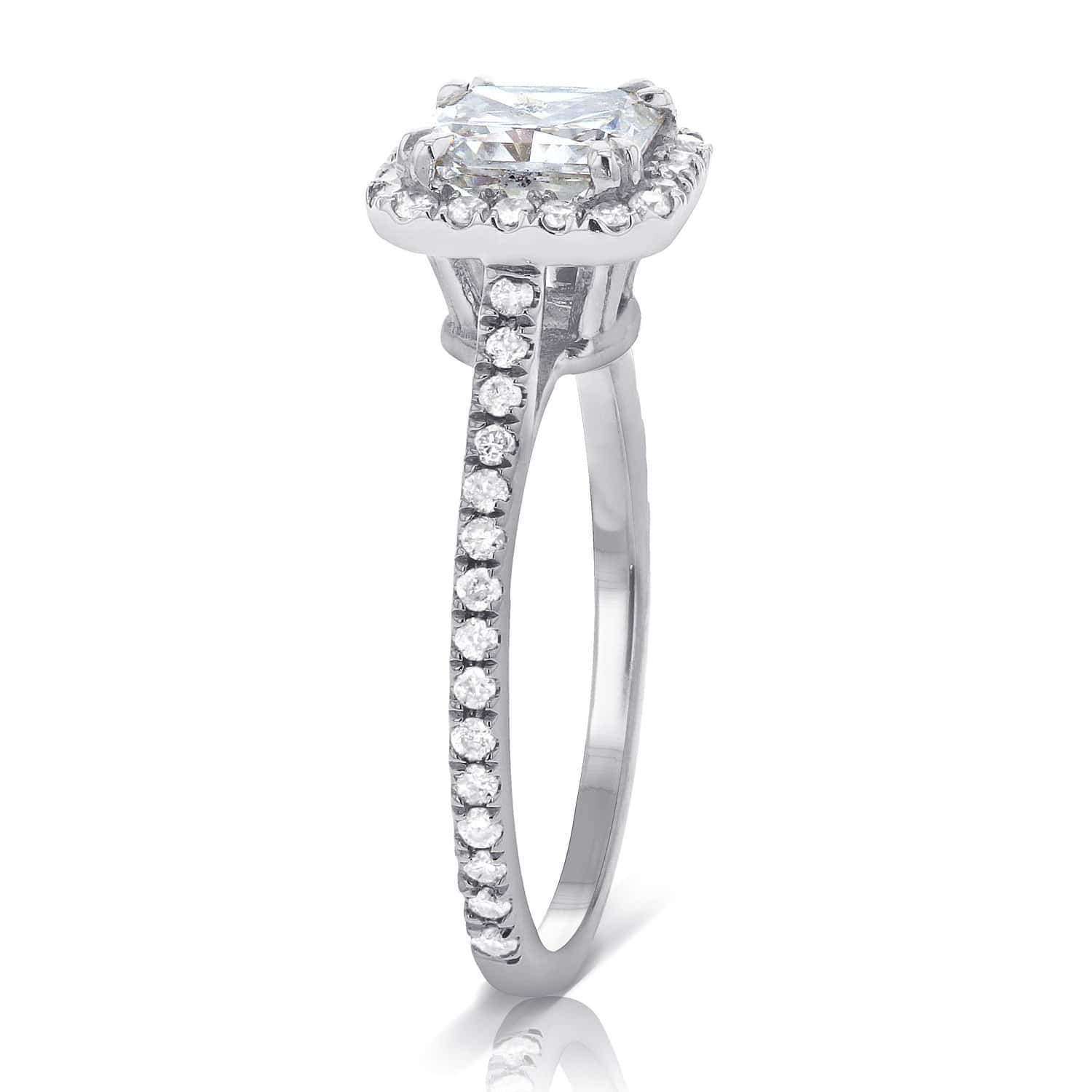 Kobelli Moissanite and Diamond Halo 1 2/5 CTW in 14k White Gold Ring