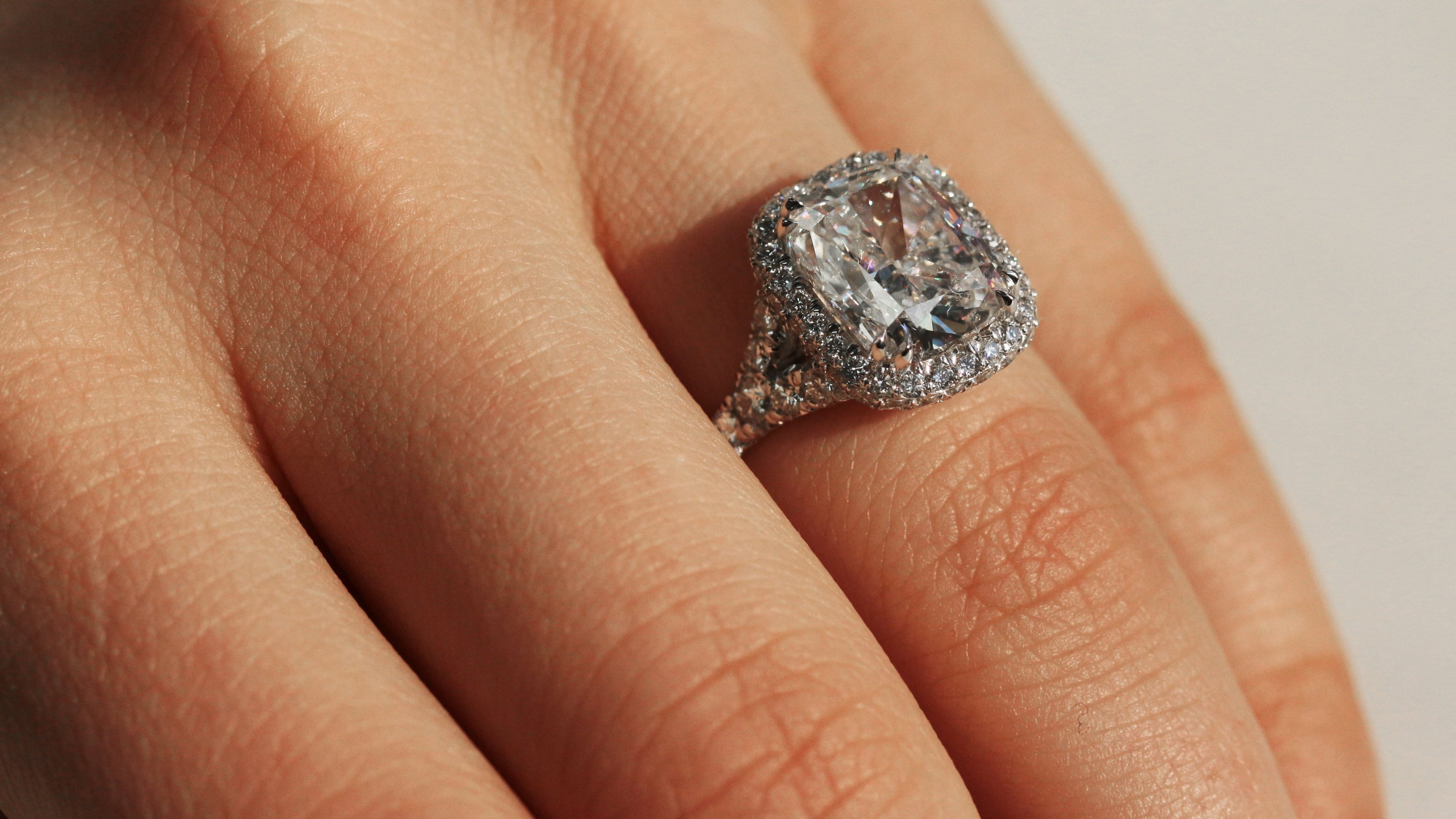 Cushion Cut Diamond Halo Engagement Ring