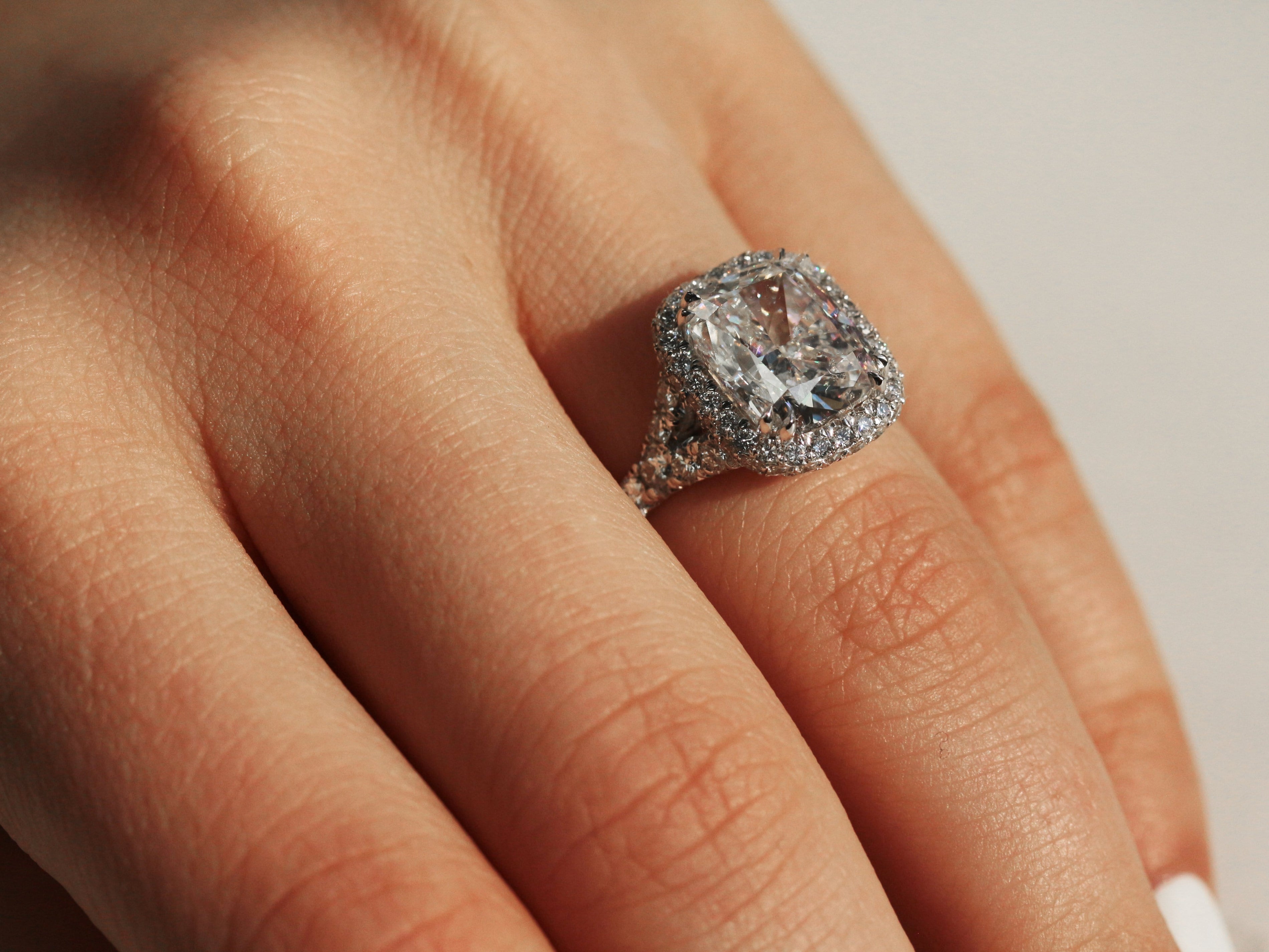 Cushion Cut Diamond Halo Engagement Ring