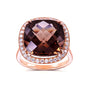 8.25 Carat Square Cushion Smokey Quartz and Diamond Halo Ring