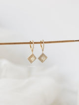 Kobelli naturlige fancy lysegul firkantede dobbelte halo dangle øreringe 18k gult guld