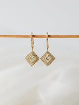 Kobelli naturlige fancy lysegul firkantede dobbelte halo dangle øreringe 18k gult guld