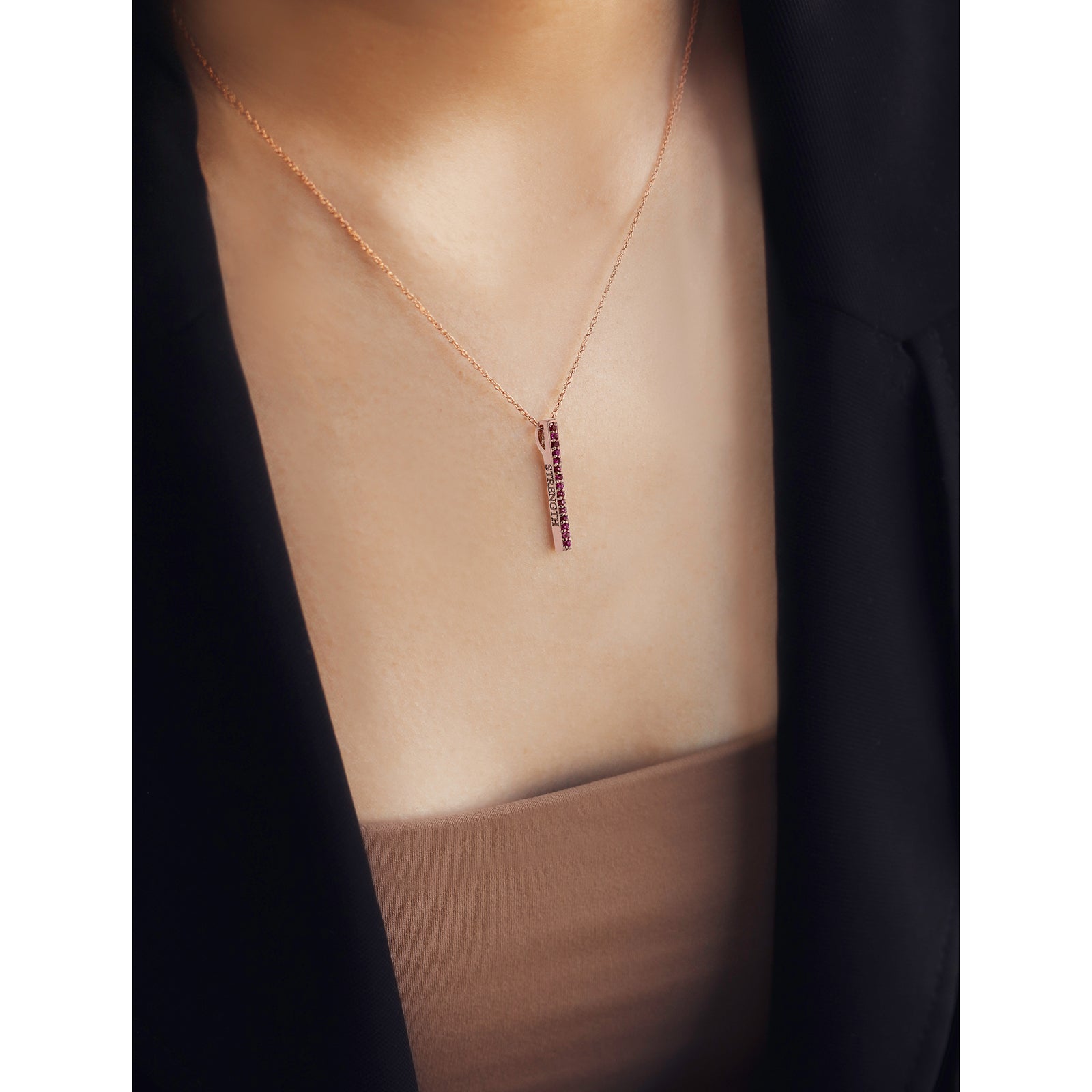 Pink Sapphire "Strength" and "Courage" BCA Pillar Necklace