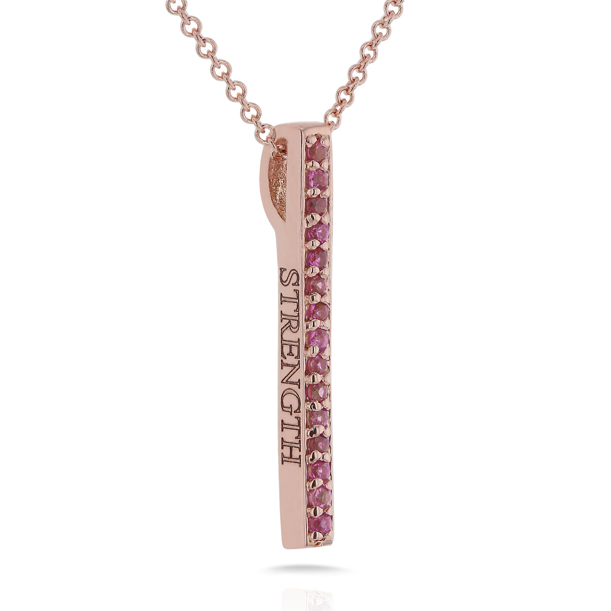 Pink Sapphire "Strength" and "Courage" BCA Pillar Necklace