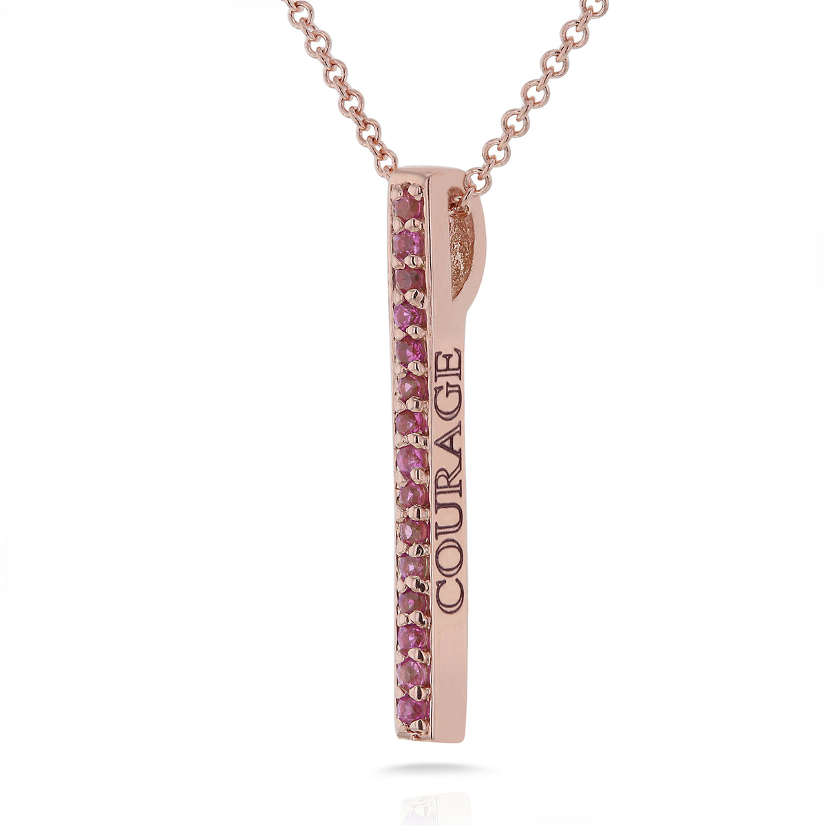 Pink Sapphire "Strength" and "Courage" BCA Pillar Necklace