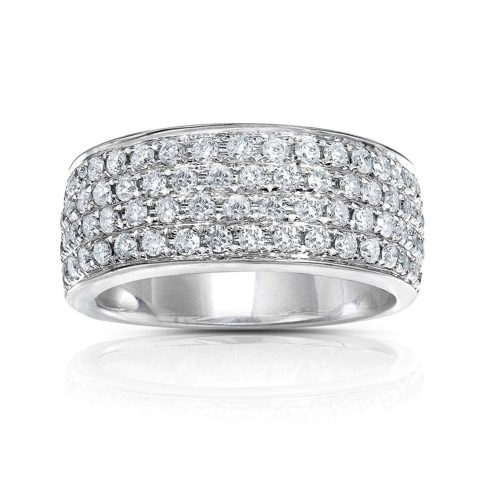 Multi-row natural diamond wide band in white gold