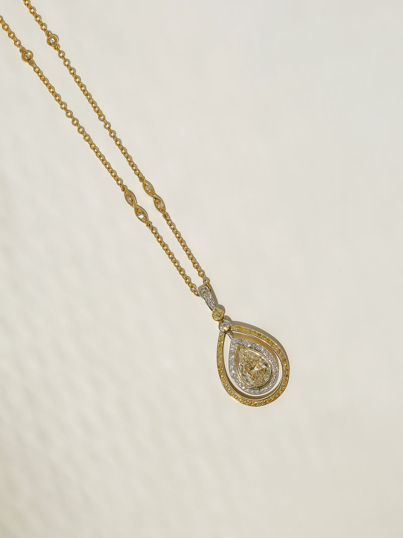 2.45 Carat Fancy Yellow Diamond Circuit Necklace (GIA)