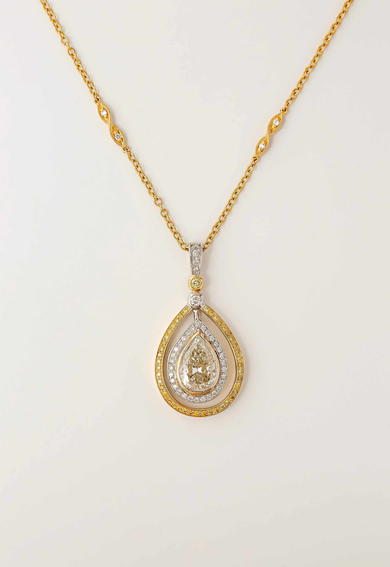 2.45 Carat Fancy Yellow Diamond Circuit Necklace (GIA)