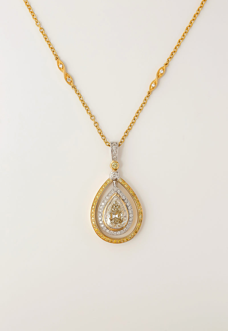 2.45 Carat Fancy Yellow Diamond Circuit Necklace (GIA)