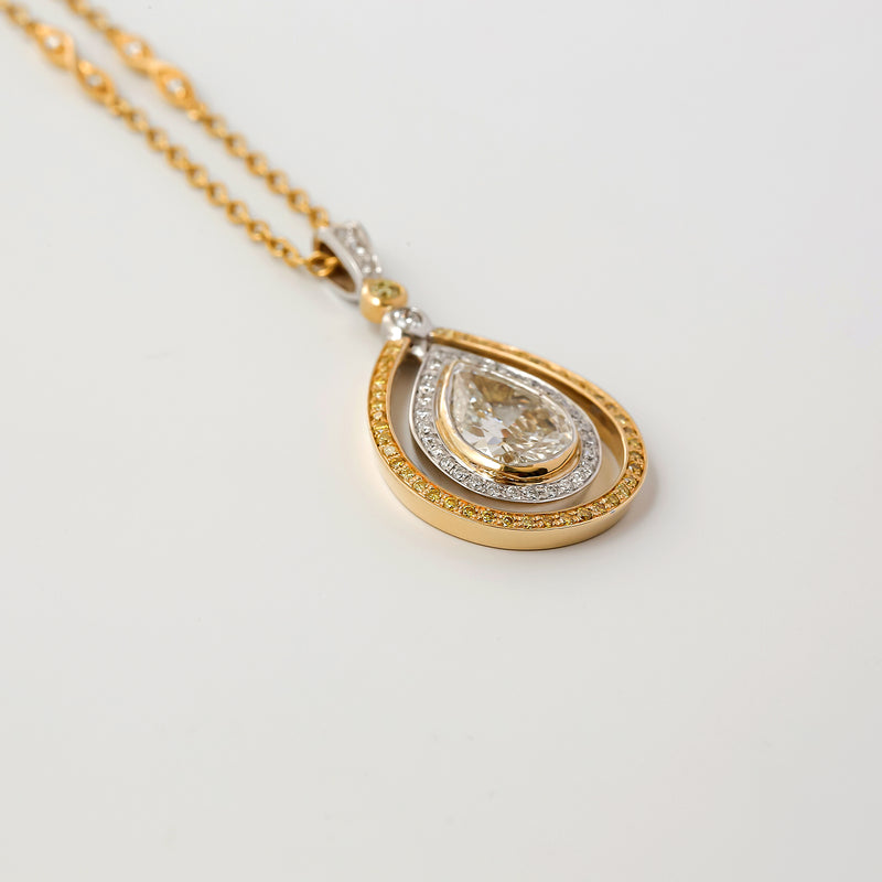 2.45 Carat Fancy Yellow Diamond Circuit Necklace (GIA)