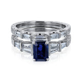 Kobelli Blå Safir & Vit Diamant Ring I Vintagestil