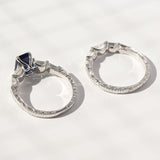 Kobelli Blå Safir & Hvid Diamant Ring I Vintage Stil