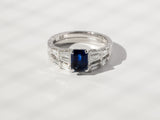 Kobelli-Ring Im Vintage-Stil Mit Blauem Saphir Und Weißem Diamant