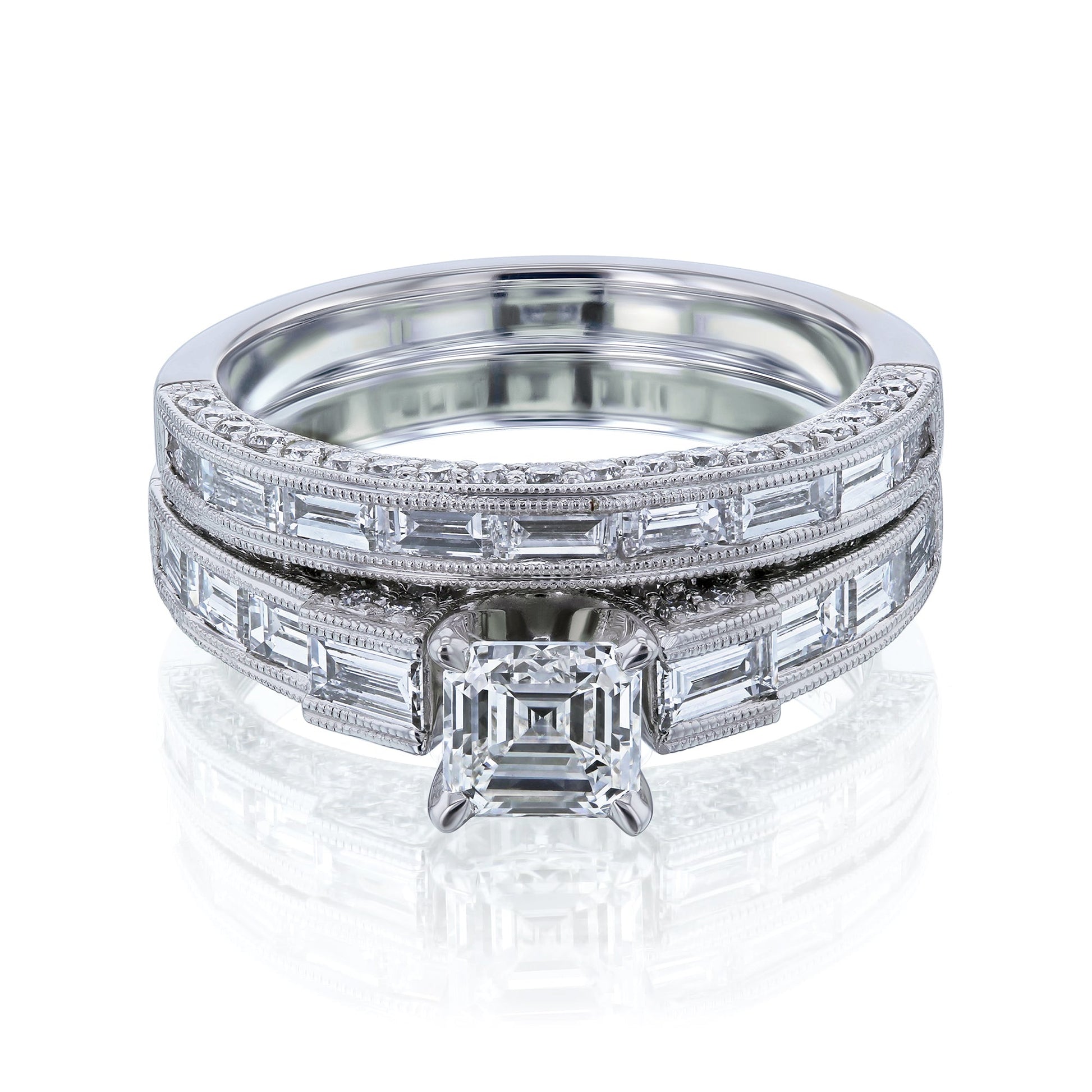 Kobelli Asscher Diamond Bridal Set