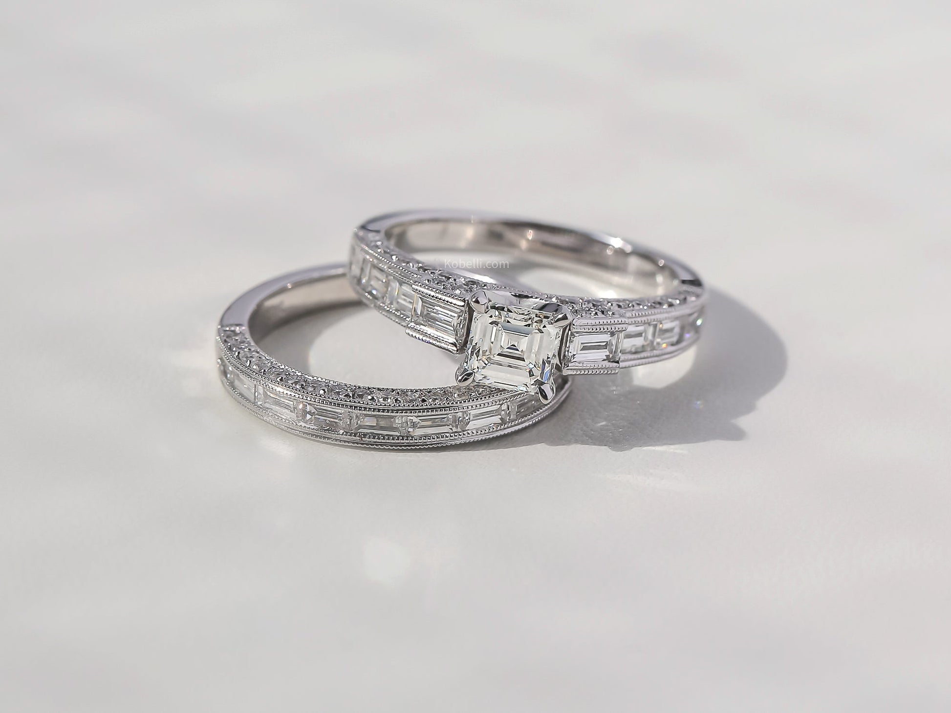 Kobelli Asscher Diamond Bridal Set