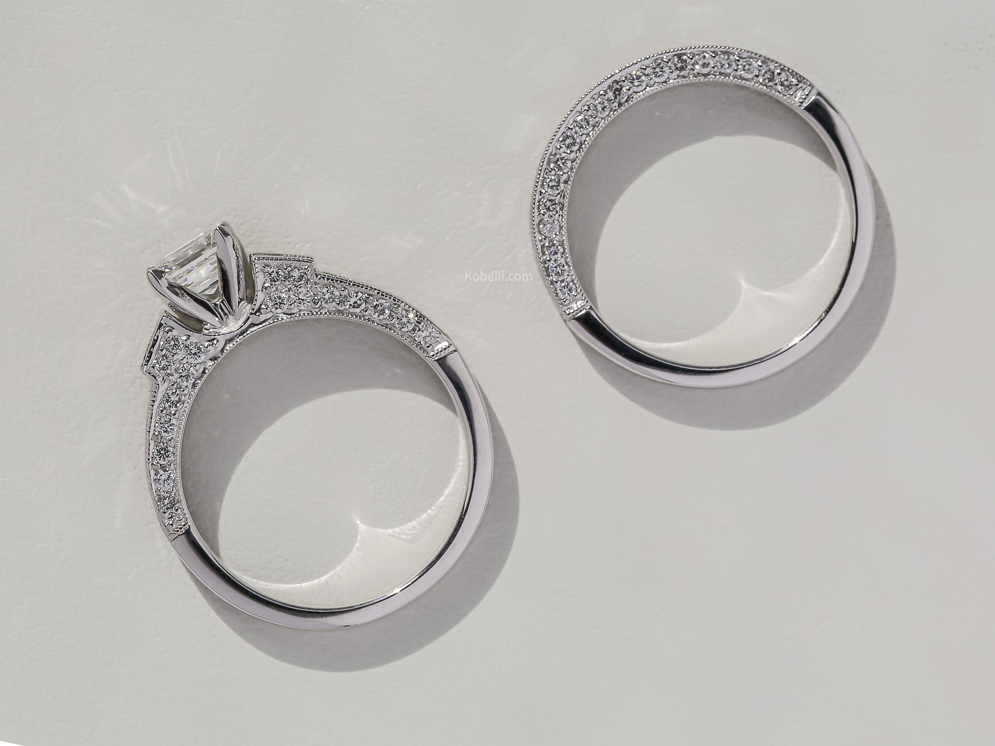 Kobelli Asscher Diamond Bridal Set