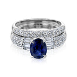 Kobelli-Brautset mit blauem Saphir und weißen Diamanten