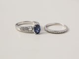 Conjunto de noiva com safira azul Kobelli e diamante branco