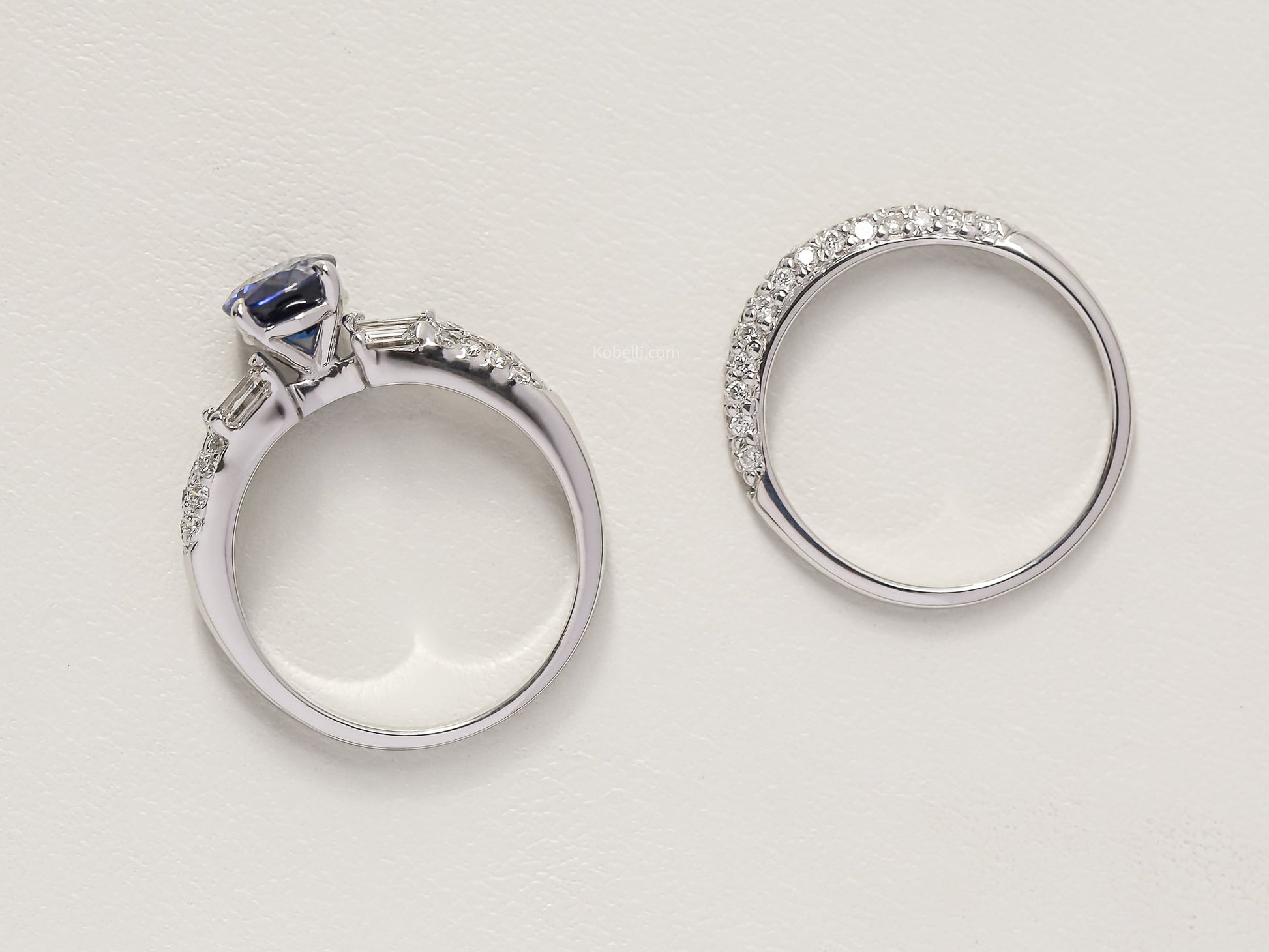 Kobelli Blue Sapphire & White Diamond Bridal Set