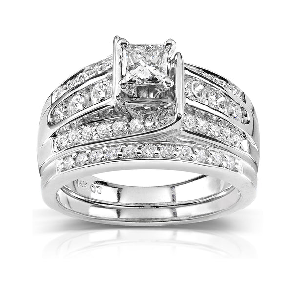 1 Carat Natural Diamond Princess Layered Bridal Set