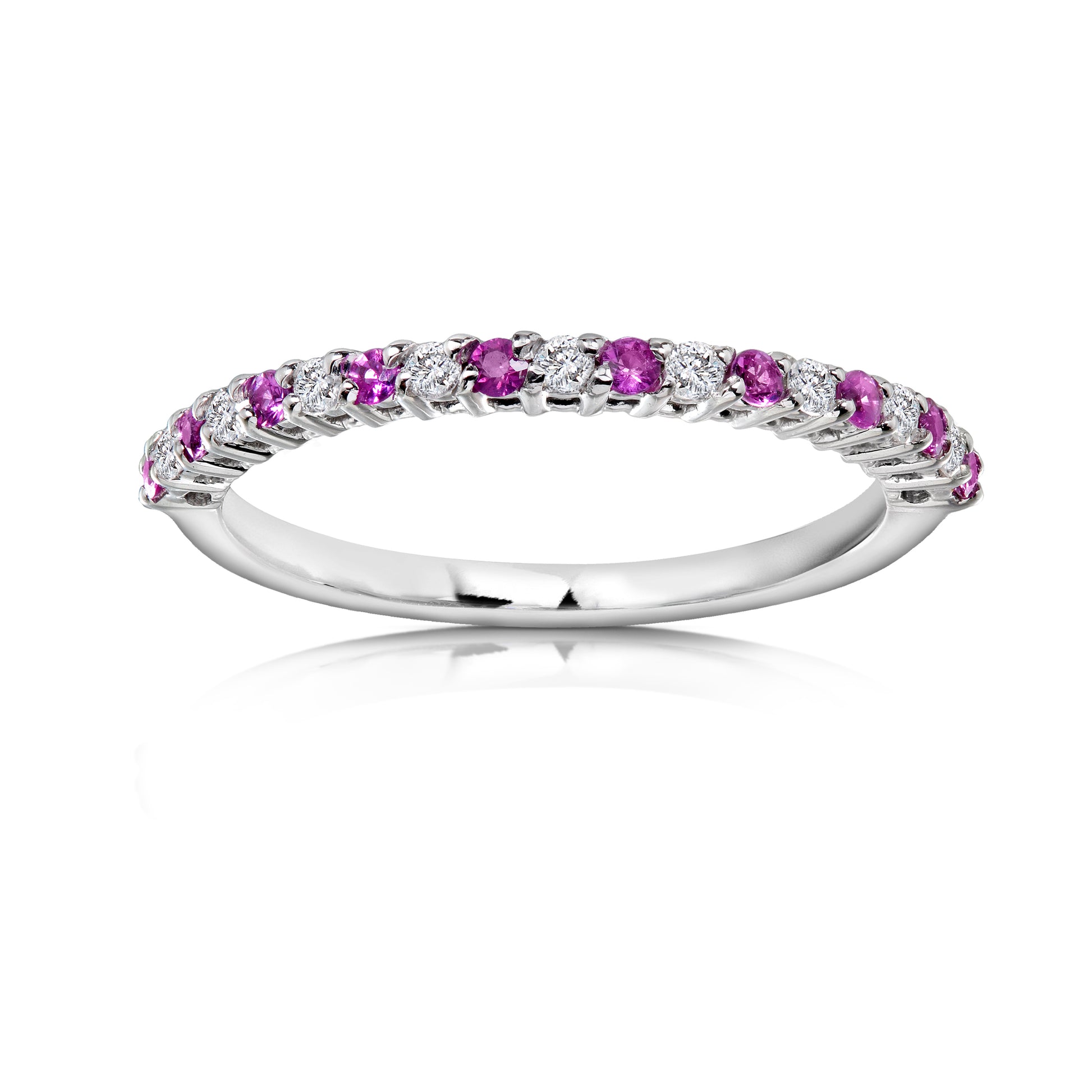 0.25 Carat Natural Diamond & Sapphire Half Eternity Ridged Ring