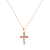 Classic Diamond Lined Cross in Rose Gold