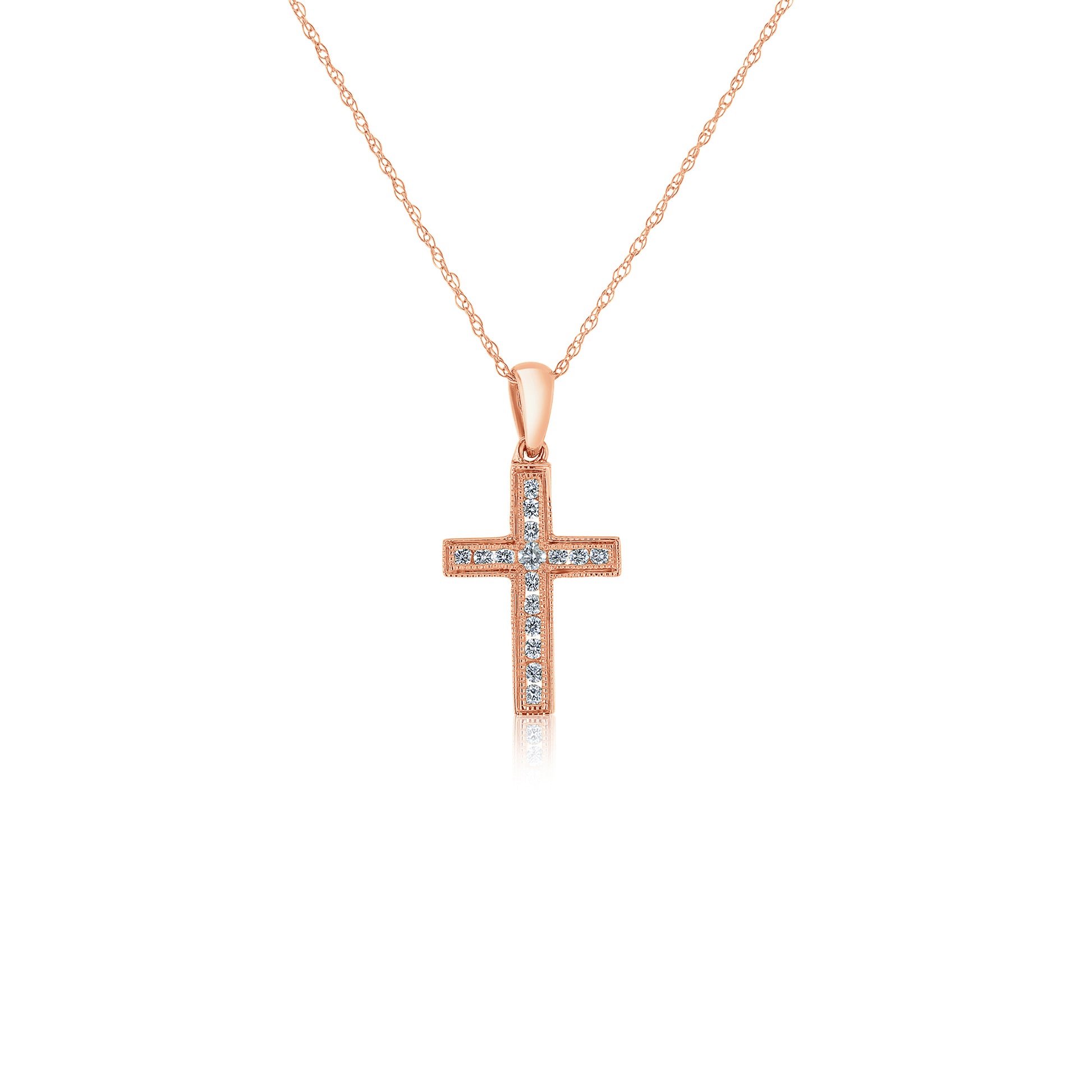 0.18 Carat Natural Diamond Sunday Necklace in Rose Gold