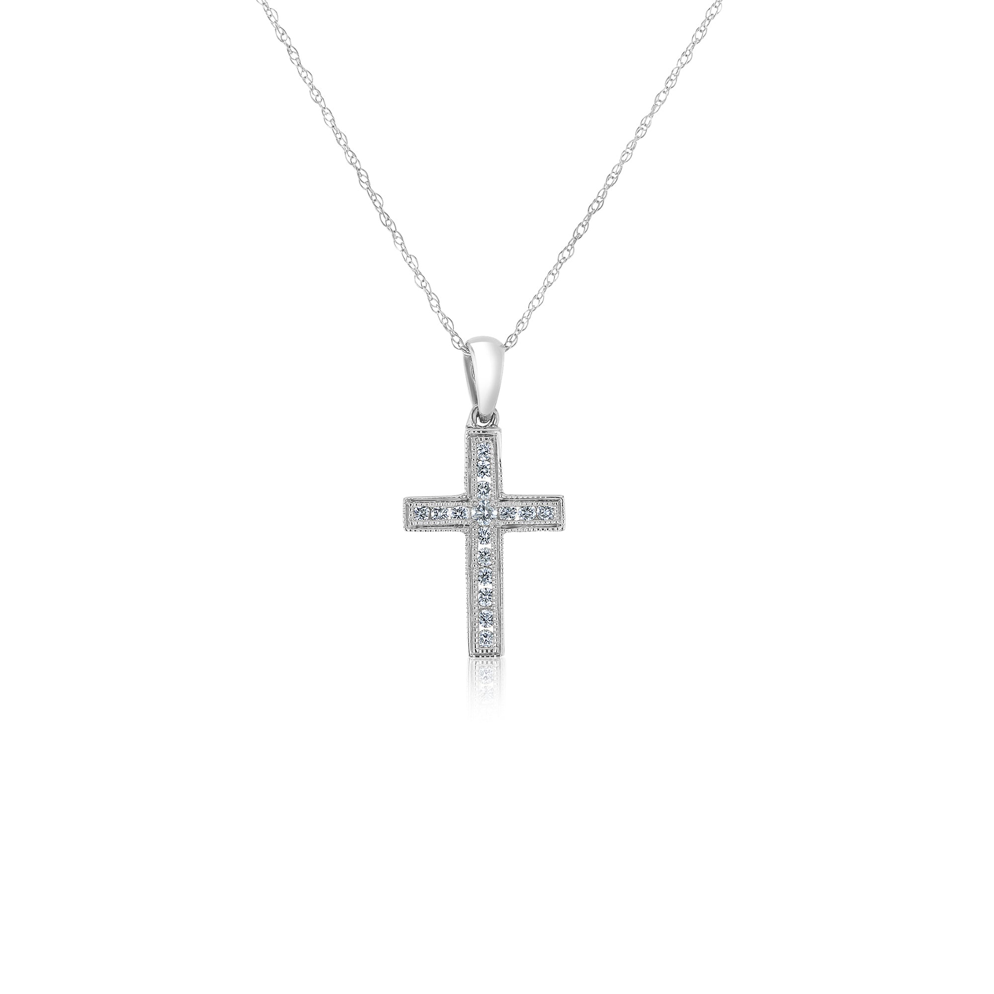 0.18 Carat Natural Diamond Sunday Necklace in White Gold