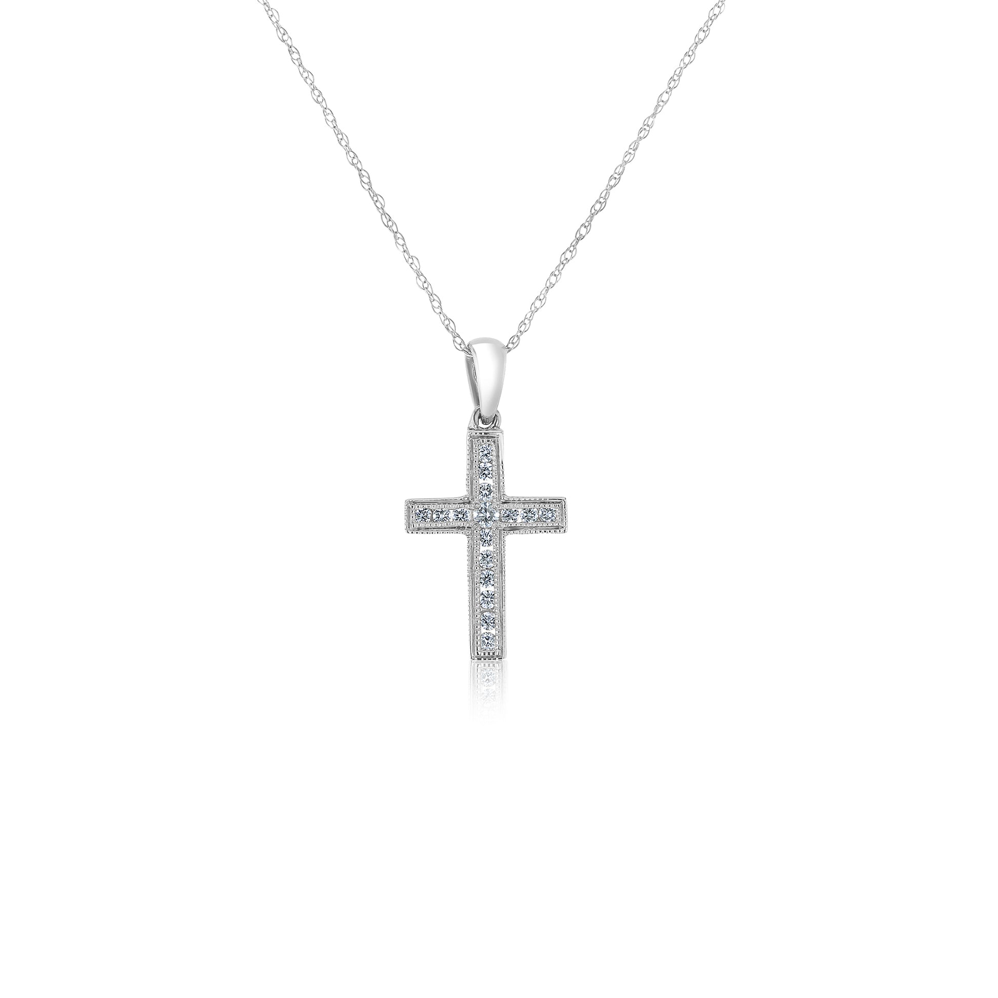 0.18 Carat Natural Diamond Sunday Necklace in White Gold