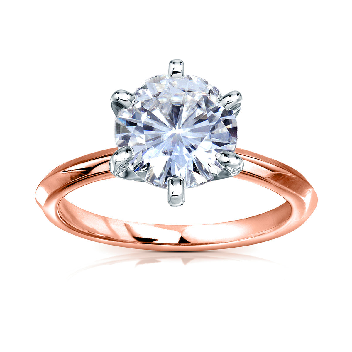 Kobelli 6-Prong Solitaire Classic Engagement Ring - 3 Carat Center in Rose Gold