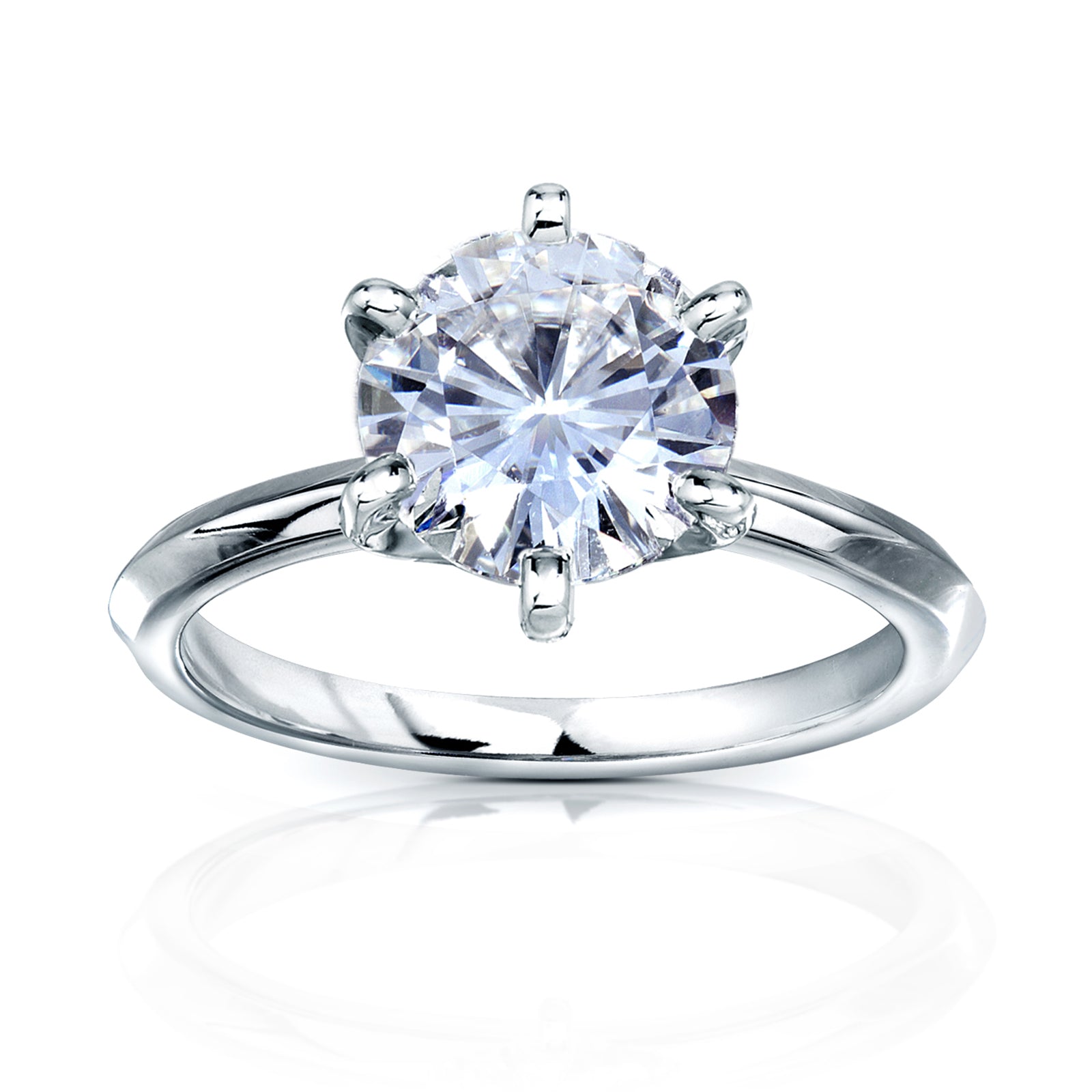 Kobelli 6-Prong Solitaire Classic Engagement Ring - 3 Carat Center in White Gold