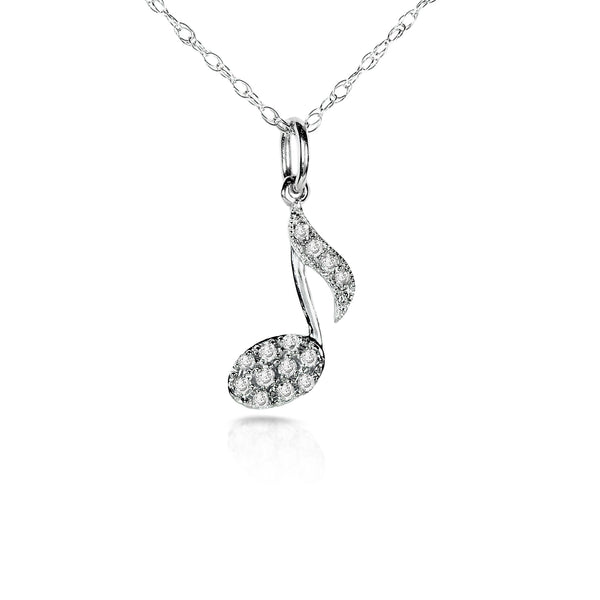 0.1 Carat Natural Diamond 8th Note Necklace