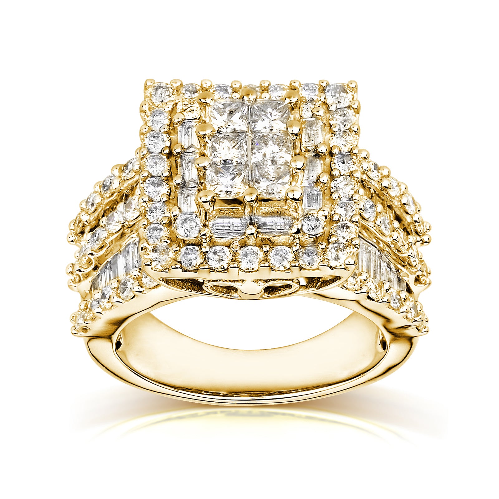3 Carat Natural Diamond Square Cluster Gwen Ring