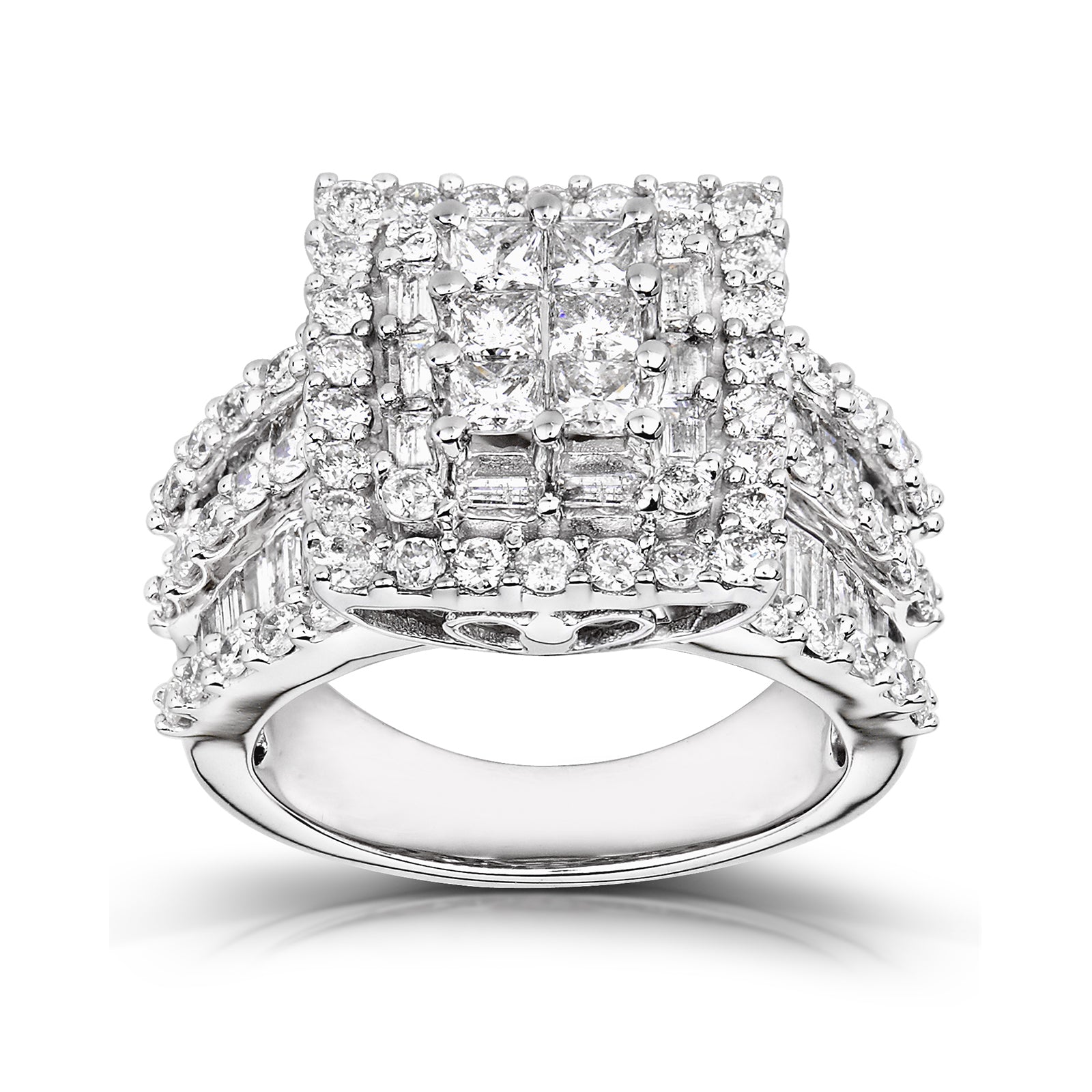 3 Carat Natural Diamond Square Cluster Gwen Ring
