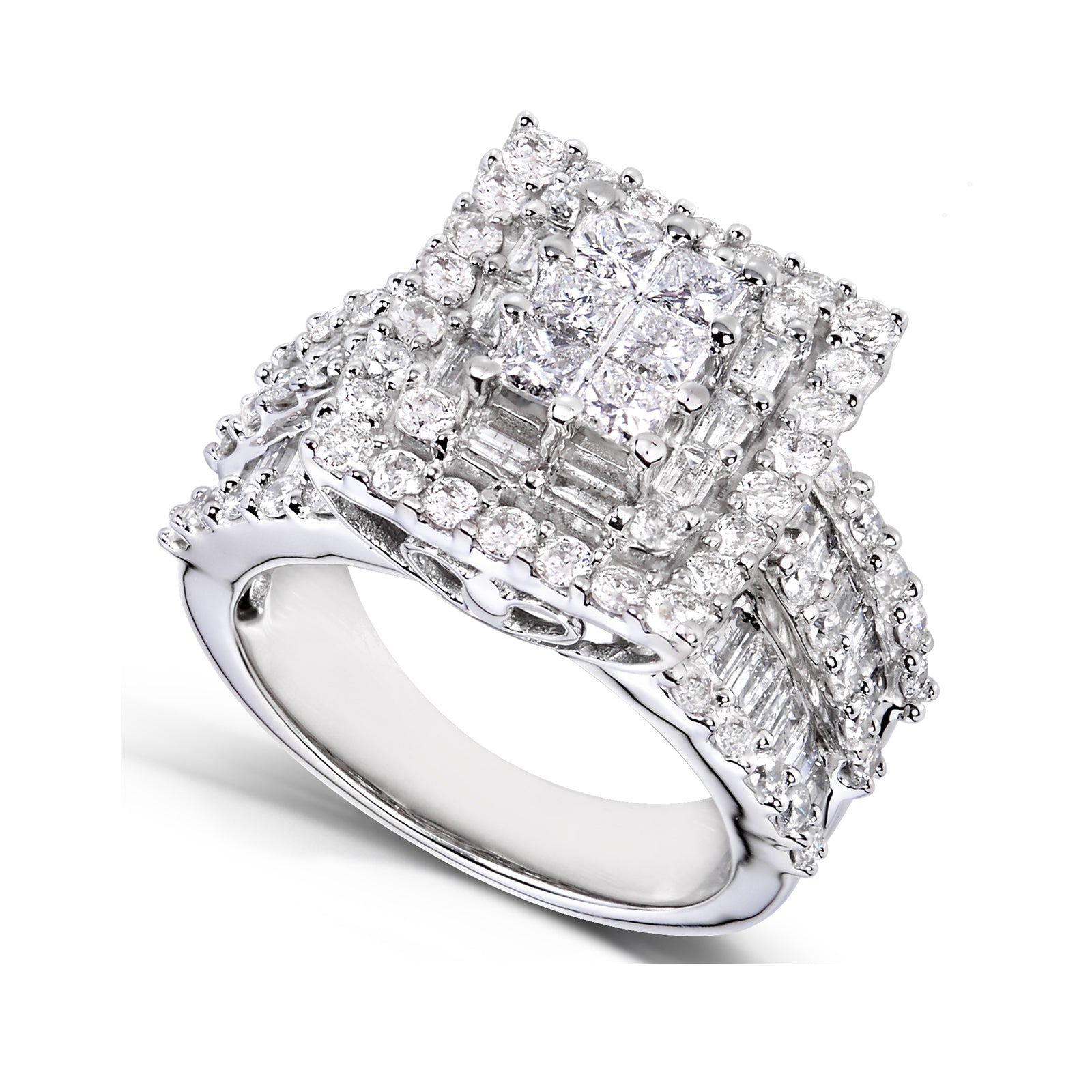 3 Carat Natural Diamond Square Cluster Gwen Ring