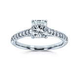 Radiant 1ct Diamond French Pave Ring 14k White Gold