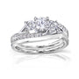 Assymertrical 3-Stone Round Diamond Bridal Set